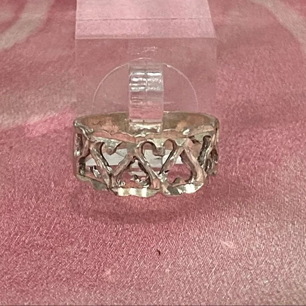 VINTAGE Silver Heart Handmade Die Cut Ring